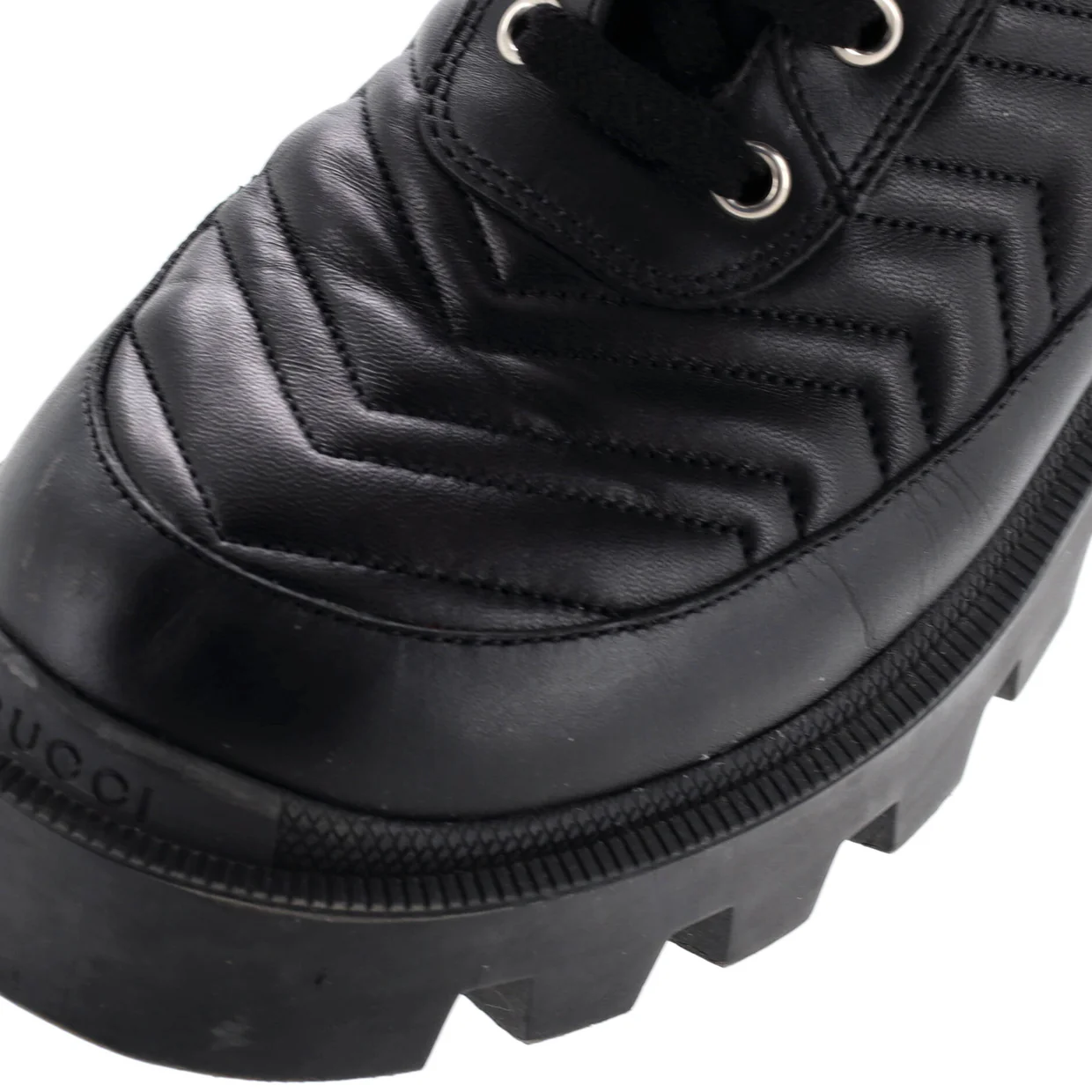 Women's GG Marmont Platform Combat Boots Matelasse Leather - Deep Luxury