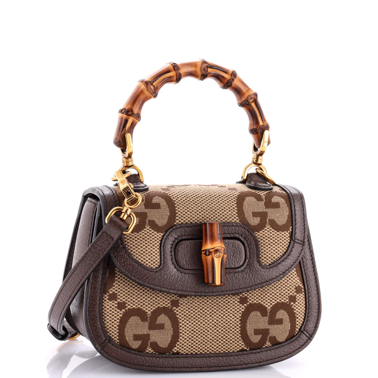 Bamboo 1947 Top Handle Bag Jumbo GG Canvas Mini - Deep Luxury