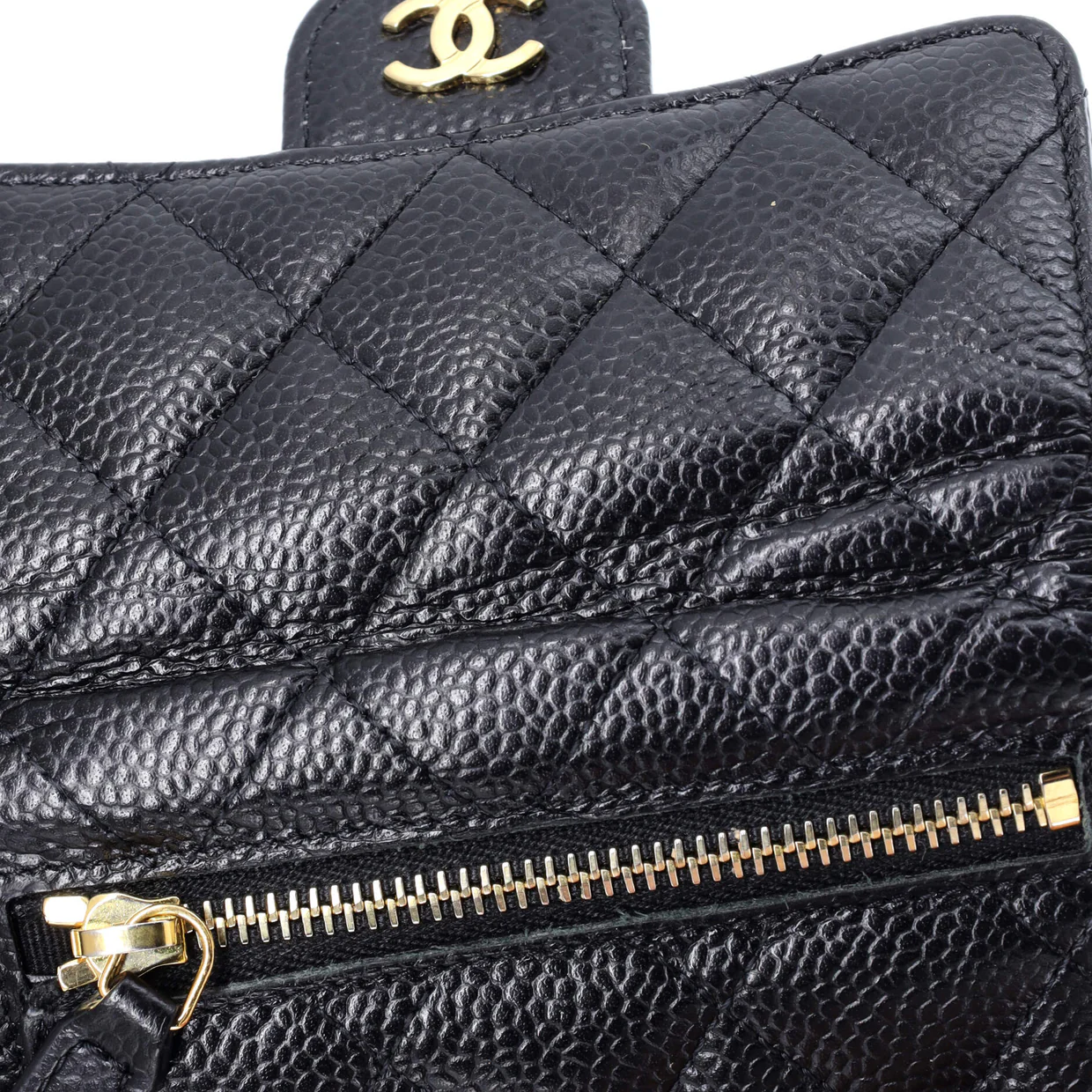 CC Compact Classic Flap Wallet Quilted Caviar - Deep Luxury