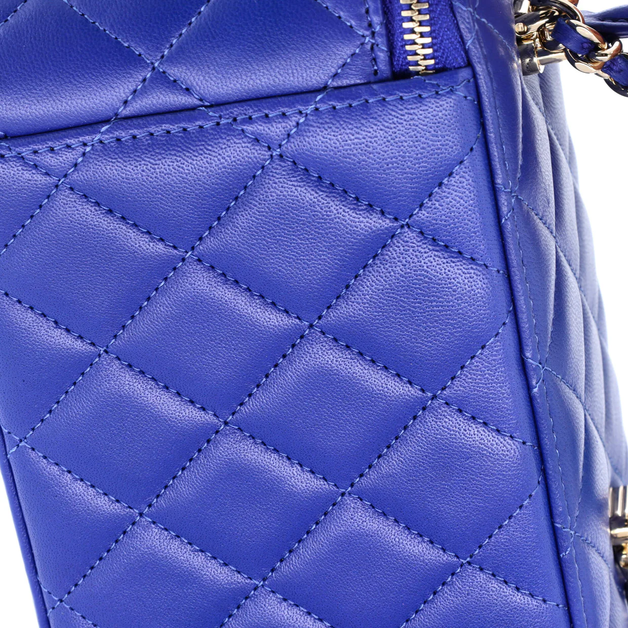 Classic Top Handle Vanity Case with Chain Quilted Lambskin Small - Deep Luxury