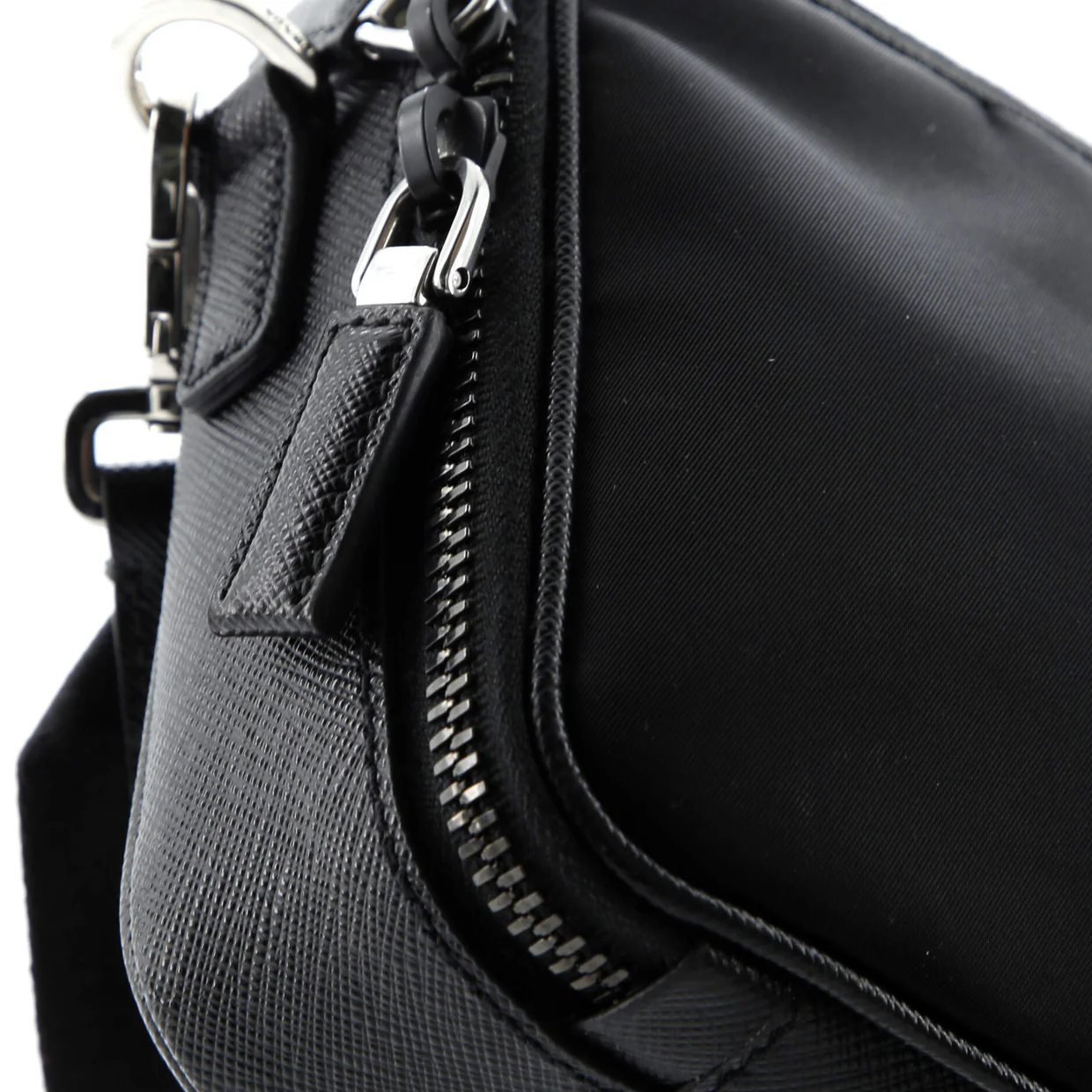 Brique Camera Crossbody Bag Re-Nylon with Saffiano Leather Small - Deep Luxury