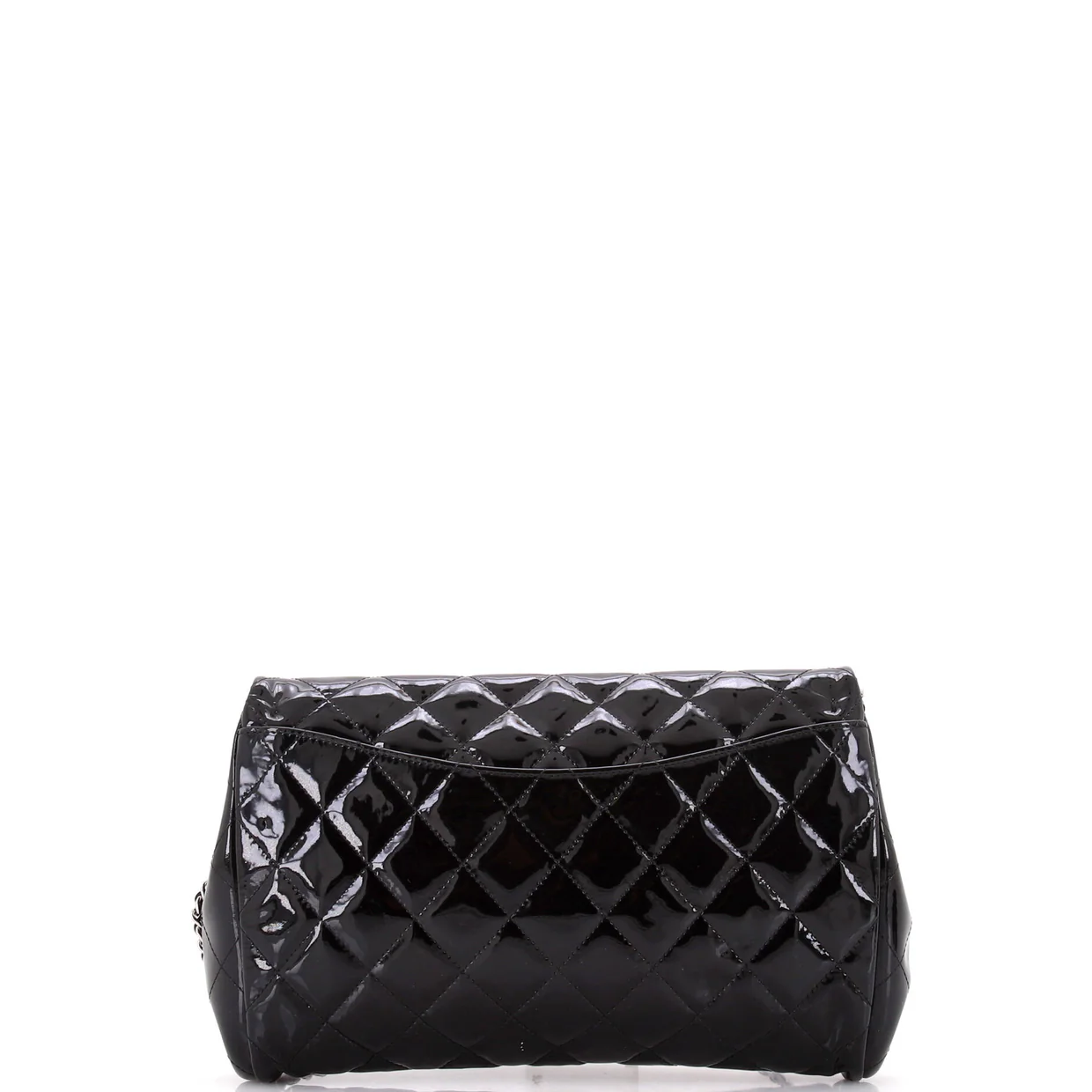 Clutch with Chain Quilted Patent - Deep Luxury