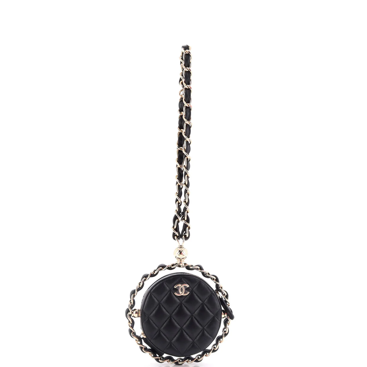 Frame Chain Around Round Clutch with Chain Quilted Lambskin Mini - Deep Luxury