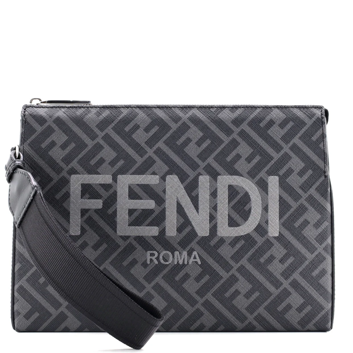 Logo Wristlet Clutch Zucca Coated Canvas Medium - Deep Luxury