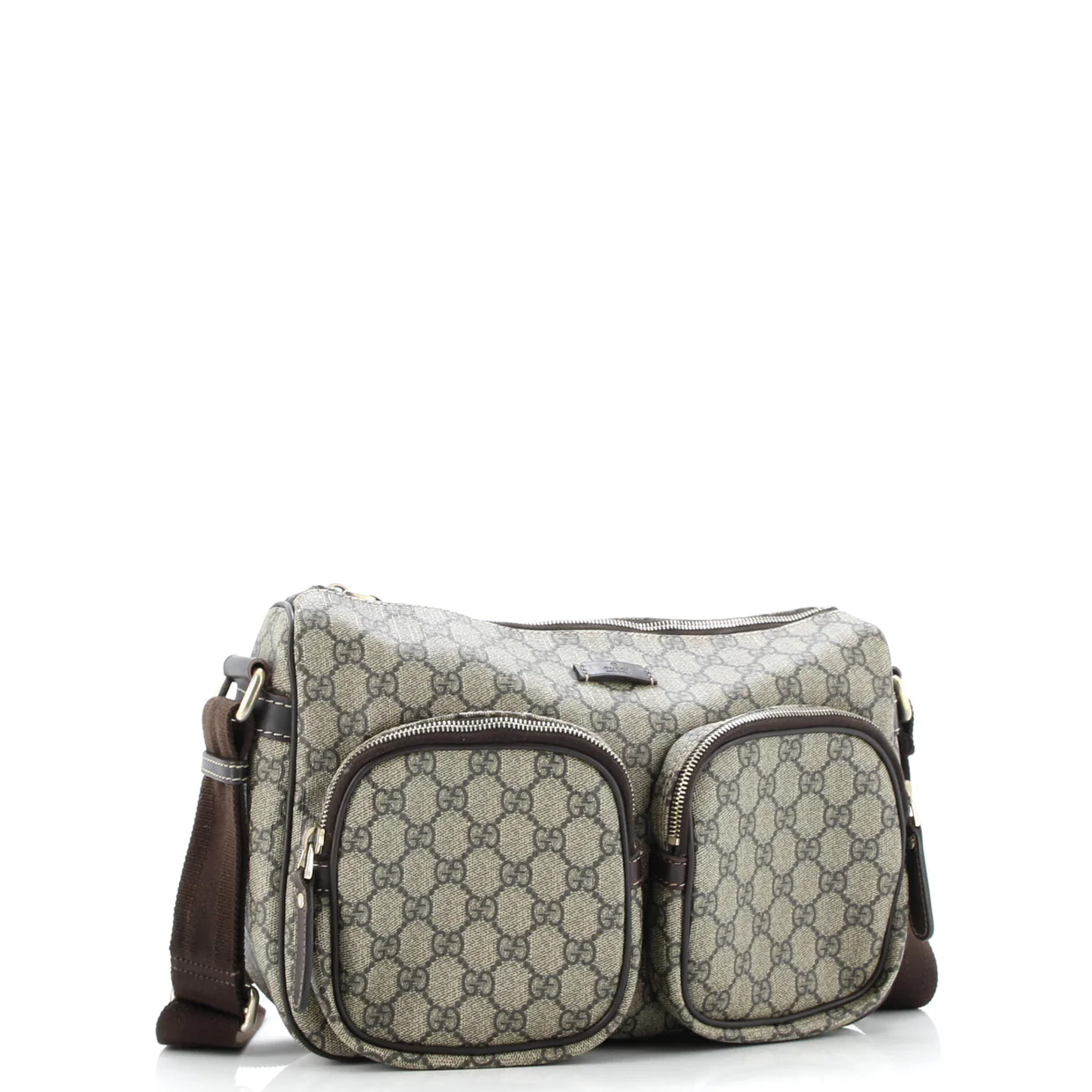 Double Pocket Messenger Bag GG Coated Canvas Large - Deep Luxury