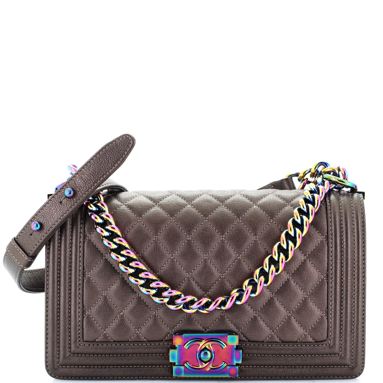 Boy Flap Bag Quilted Iridescent Goatskin Old Medium - Deep Luxury