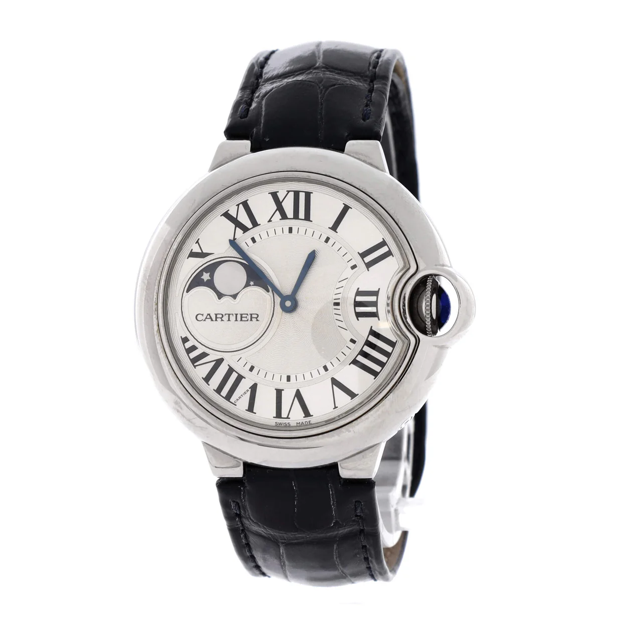 Ballon Bleu de Cartier Moonphase Automatic Watch Stainless Steel and Alligator 37 - Deep Luxury