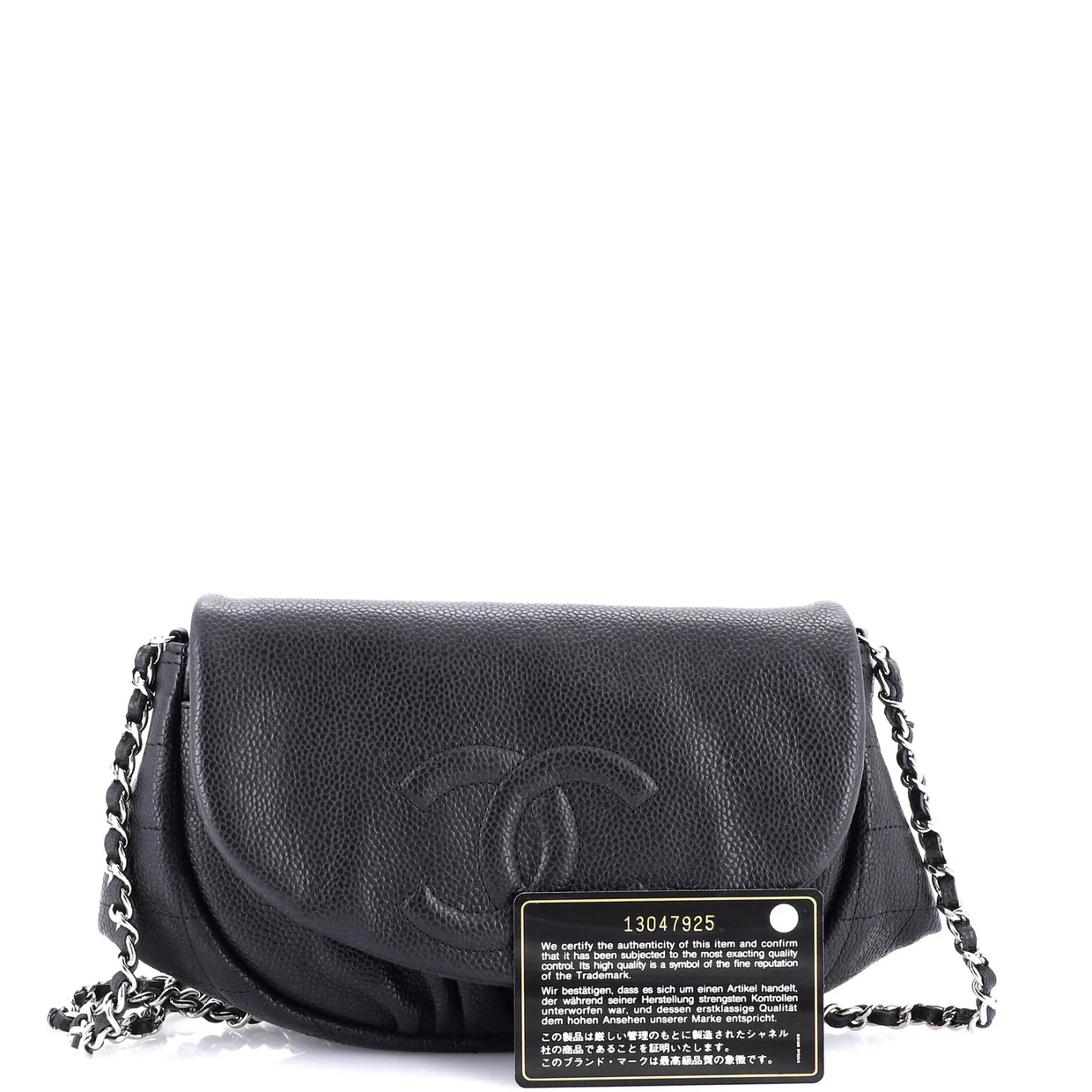 Half Moon Wallet on Chain Caviar - Deep Luxury