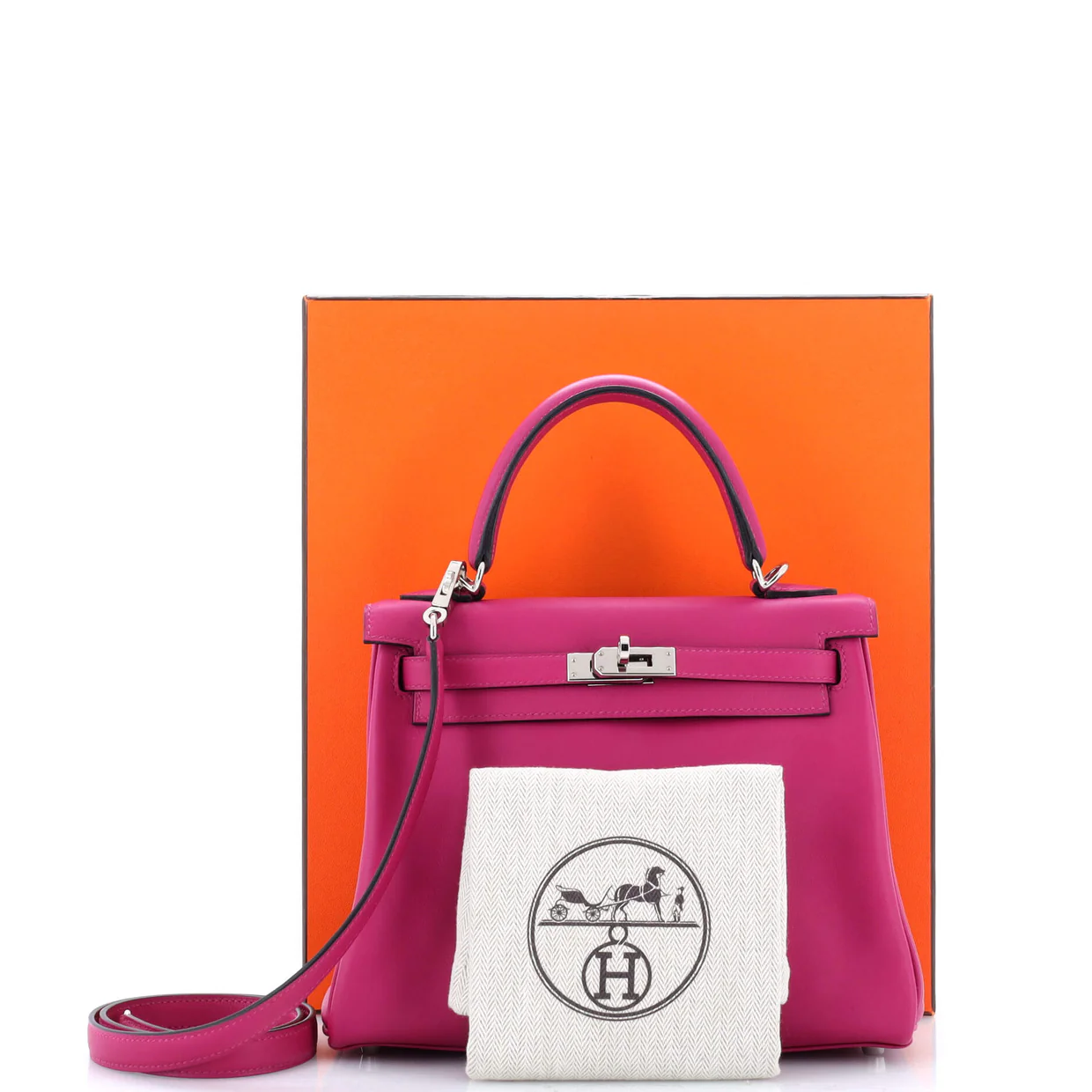 Kelly Handbag Rose Pourpre Swift with Palladium Hardware 25 - Deep Luxury