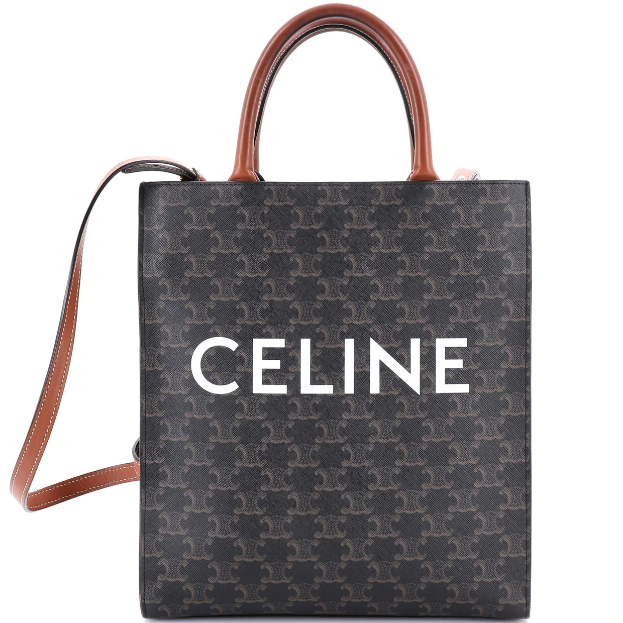 Vertical Cabas Tote Triomphe Coated Canvas Small - Deep Luxury