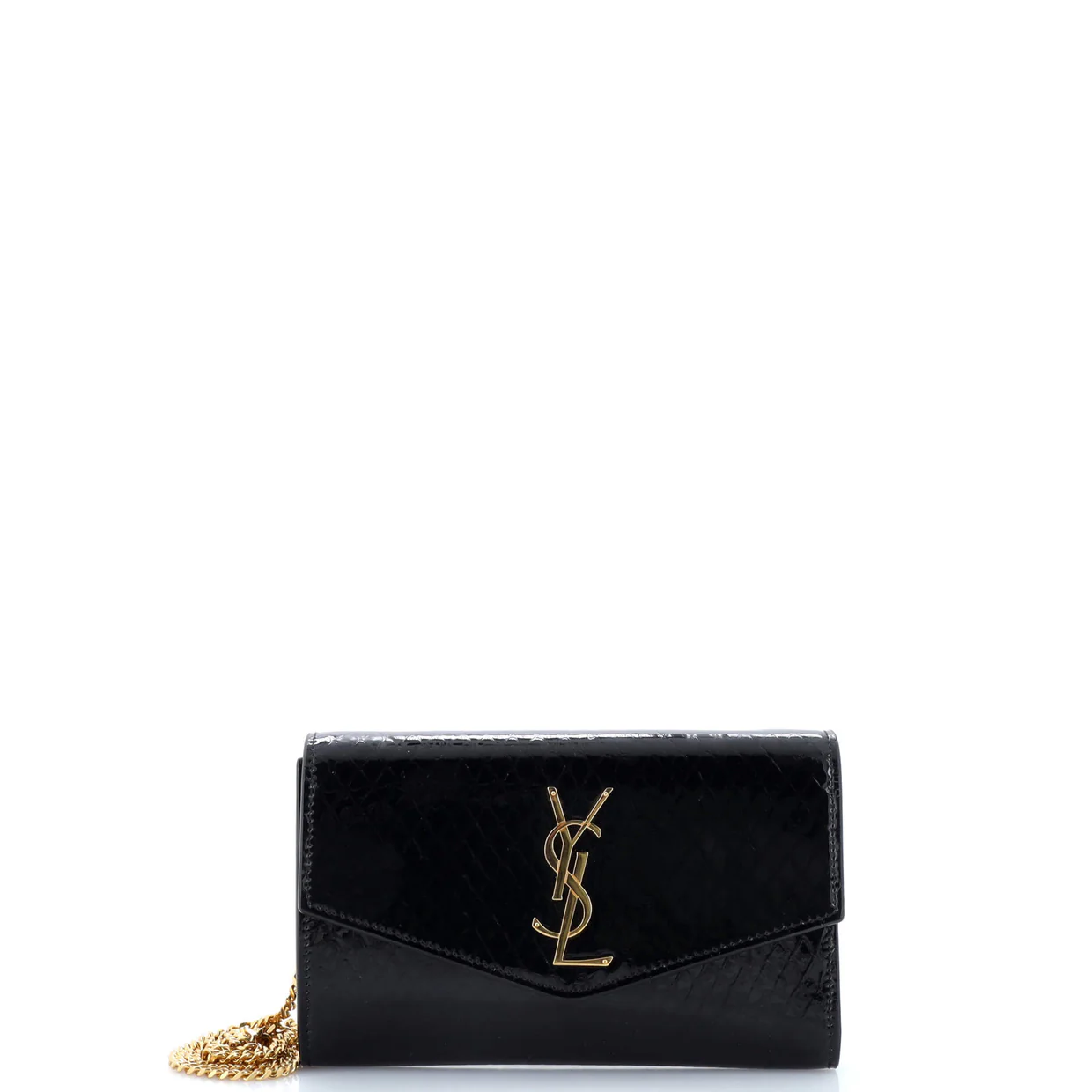 Uptown Chain Wallet Crocodile Embossed Leather - Deep Luxury