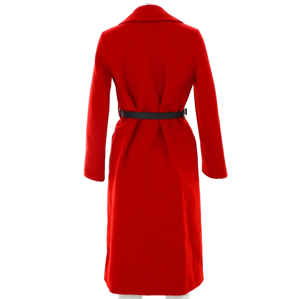 Women's Long Wrap Monogram Belt Coat Wool Blend - Deep Luxury