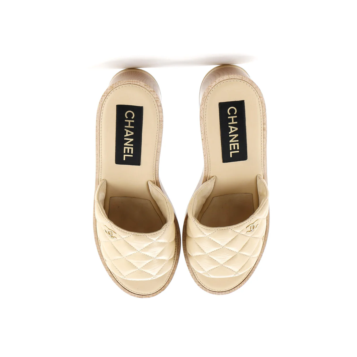 Women's Open Toe Platform Sandals Quilted Leather and Wood - Deep Luxury