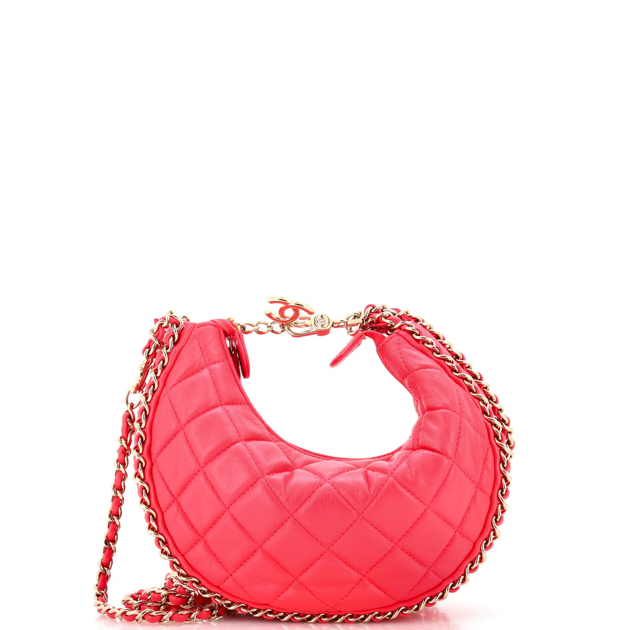 Chain Around Hook Hobo Quilted Lambskin Small - Deep Luxury
