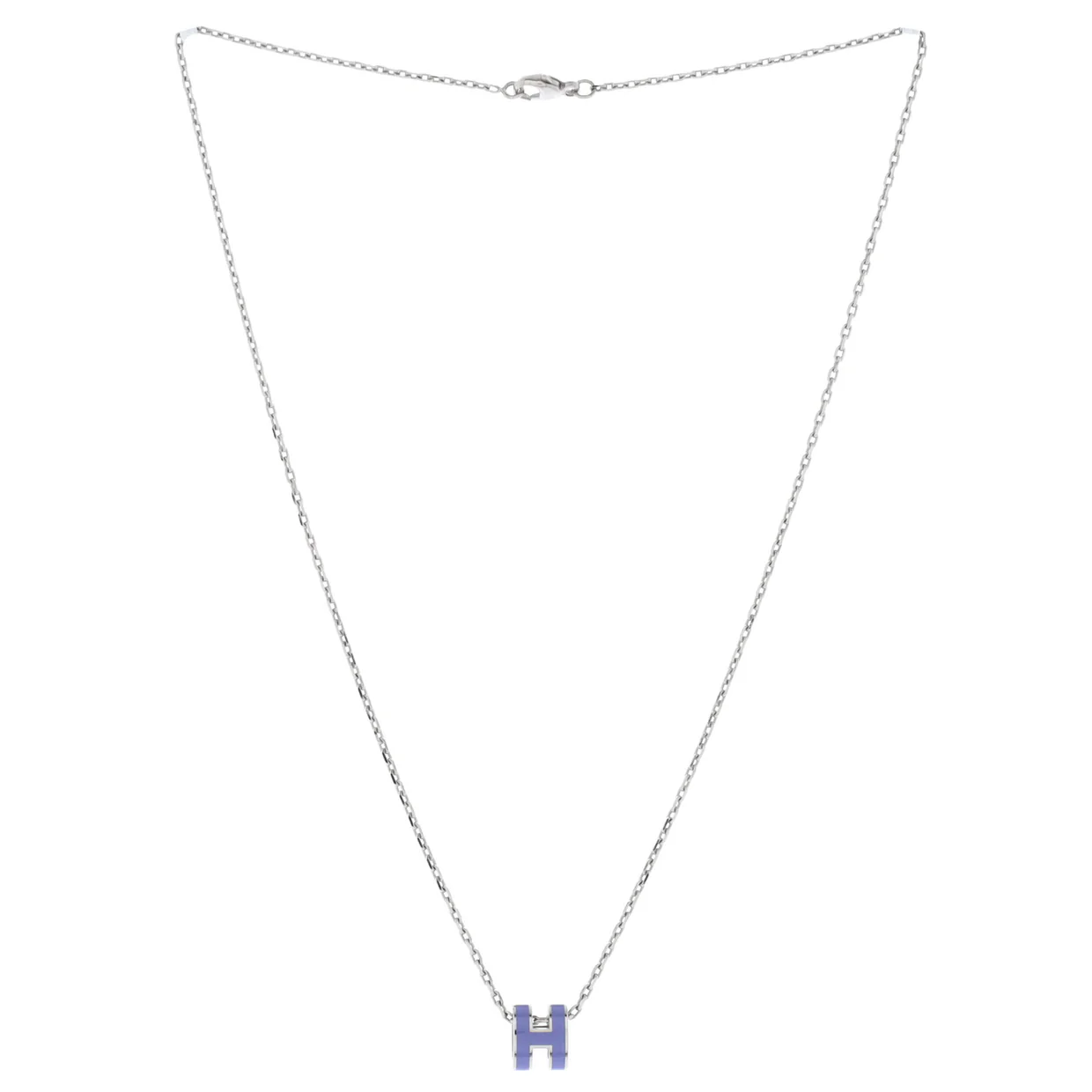 Pop H Pendant Chain Necklace Metal and Enamel Mini - Deep Luxury