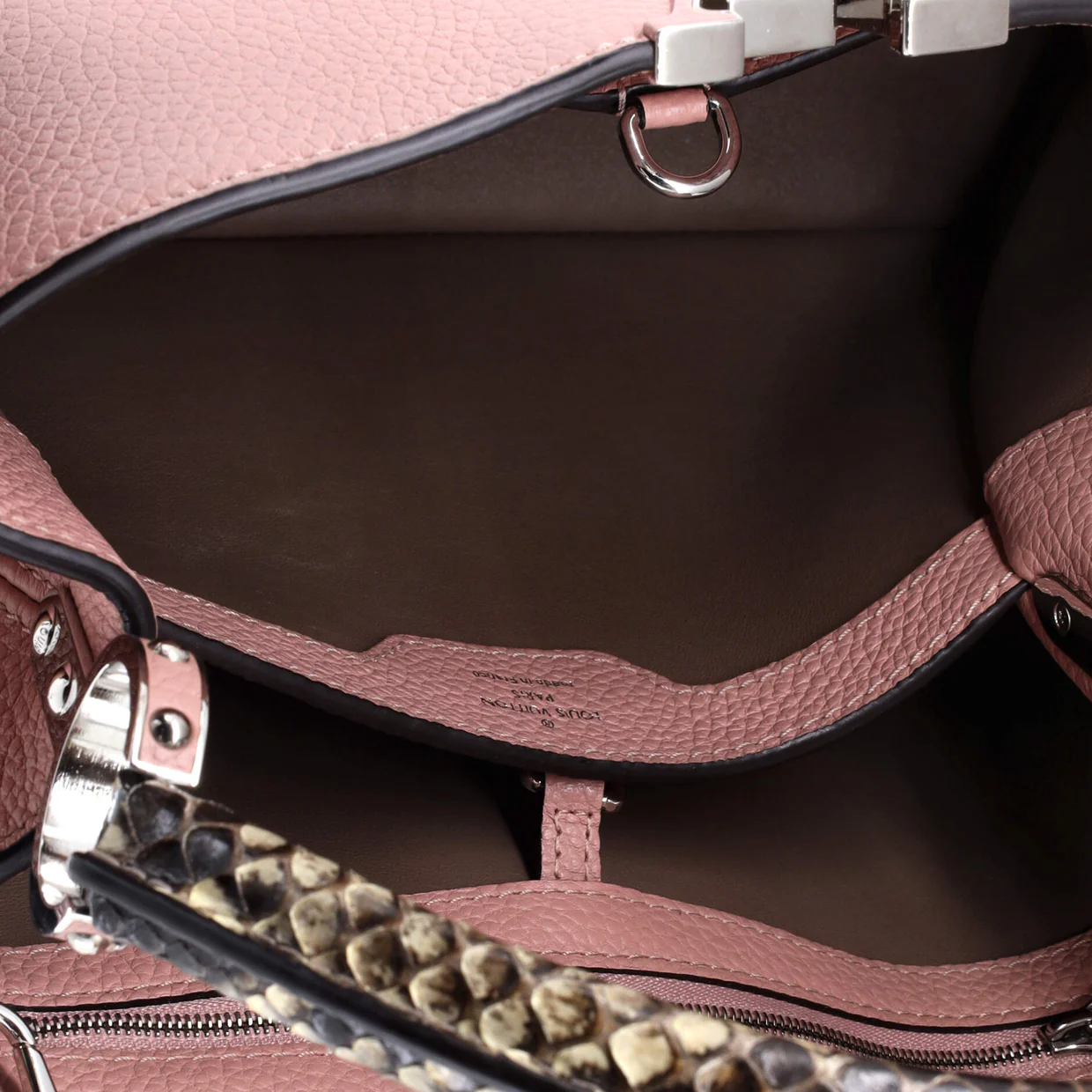 Capucines Bag Leather with Python PM - Deep Luxury