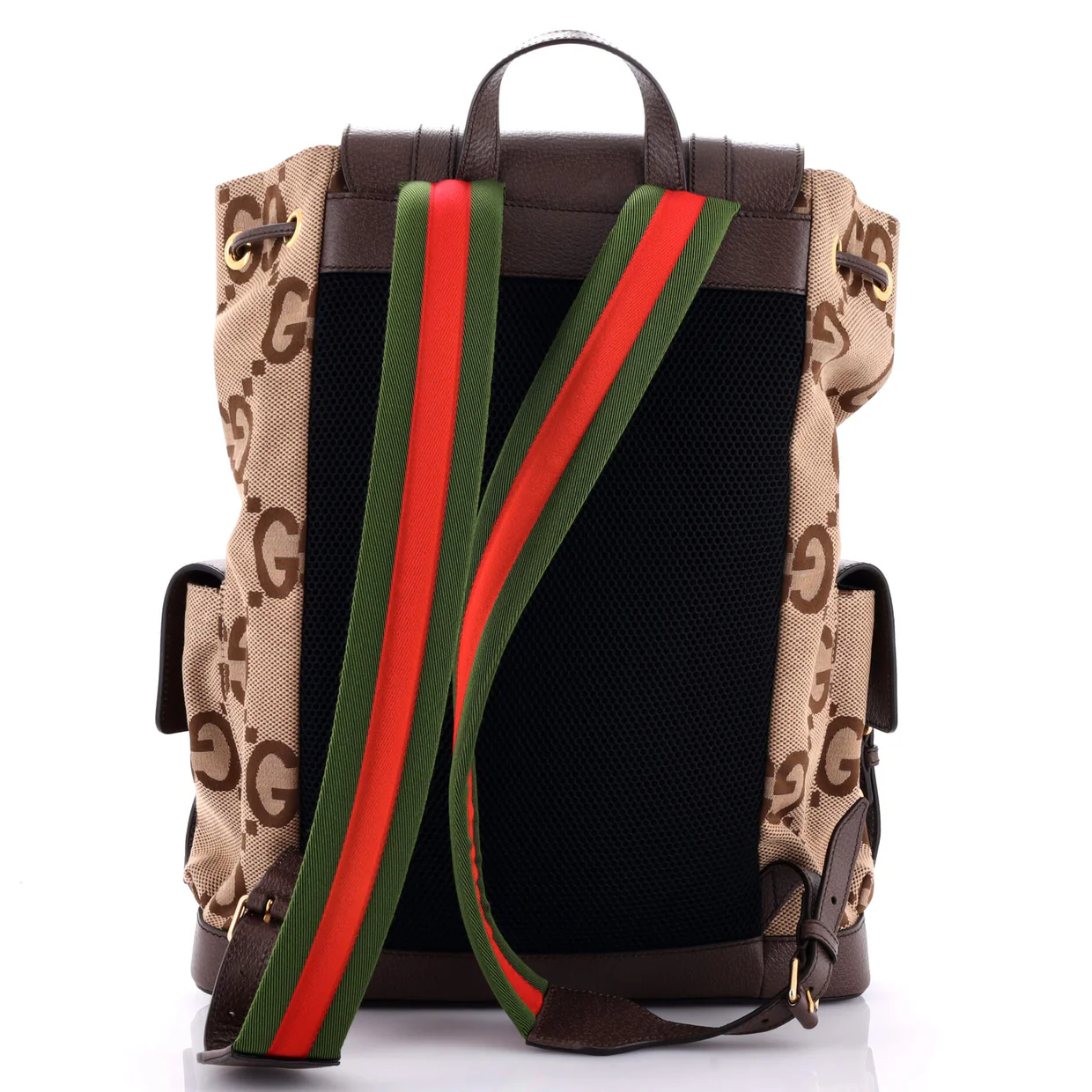 Double Pocket Belt Backpack Jumbo GG Canvas and Leather Large - Deep Luxury