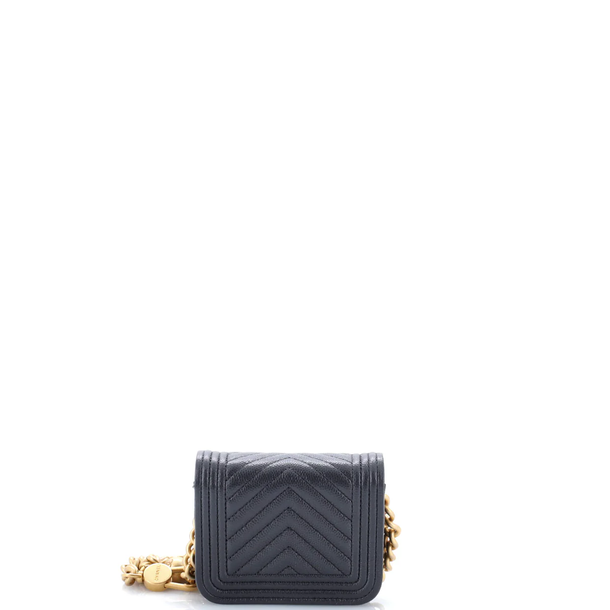 Boy Flap Chain Belt Bag Chevron Caviar - Deep Luxury