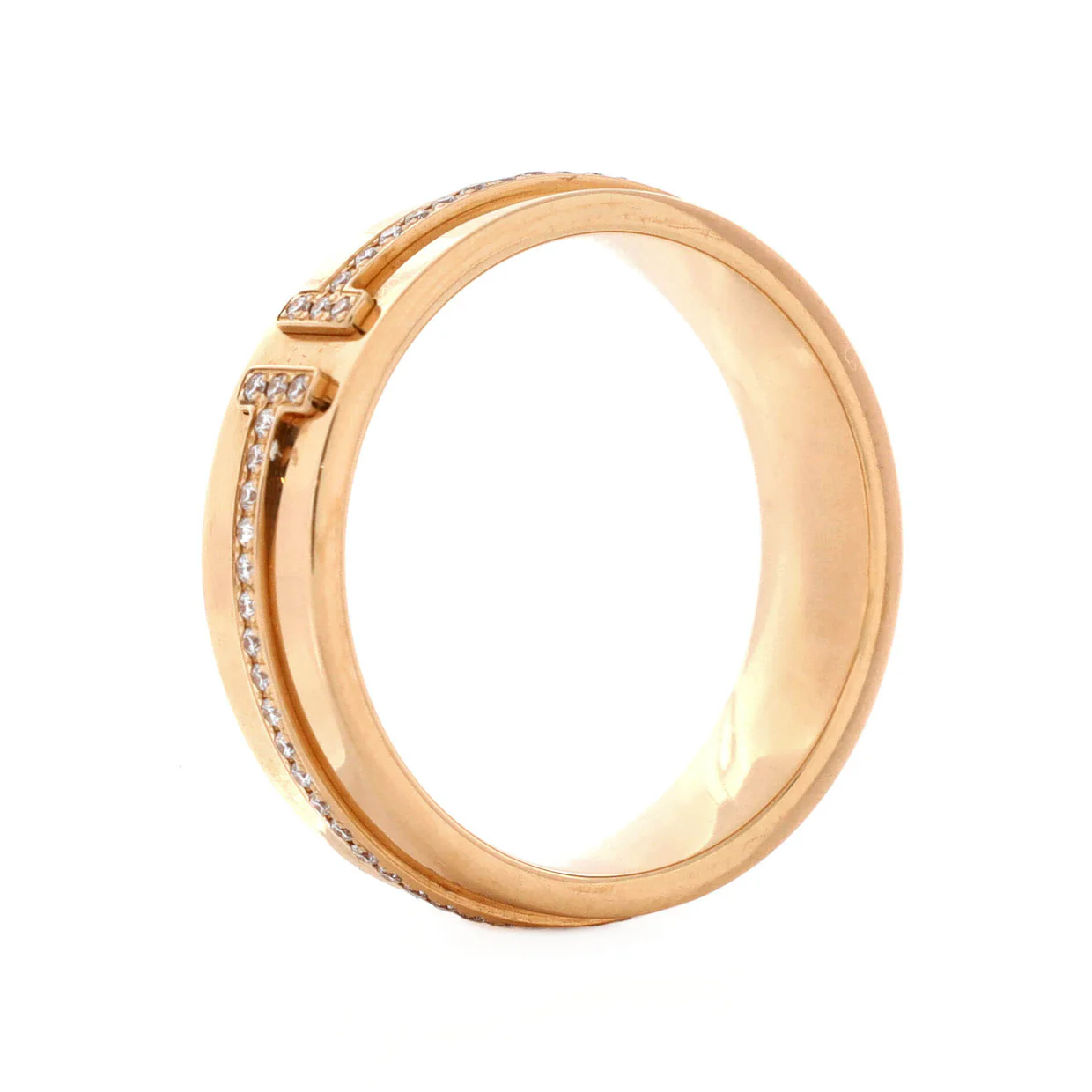 T Two Ring 18K Rose Gold and Diamonds Wide - Deep Luxury