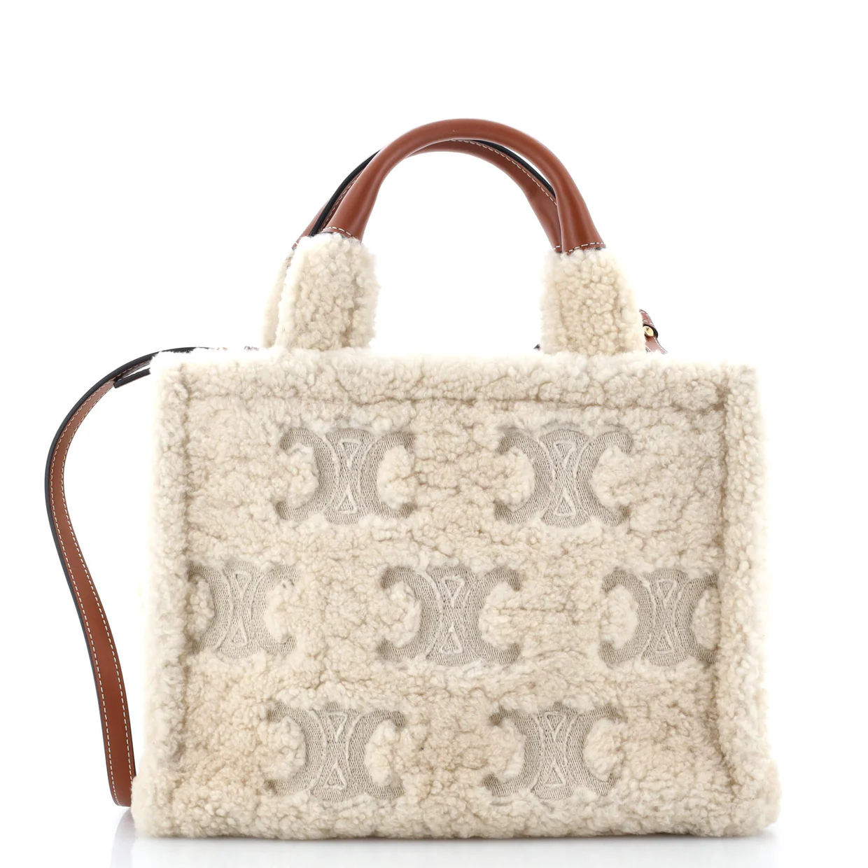 Cabas Thais Tote Triomphe Embroidered Shearling Small - Deep Luxury