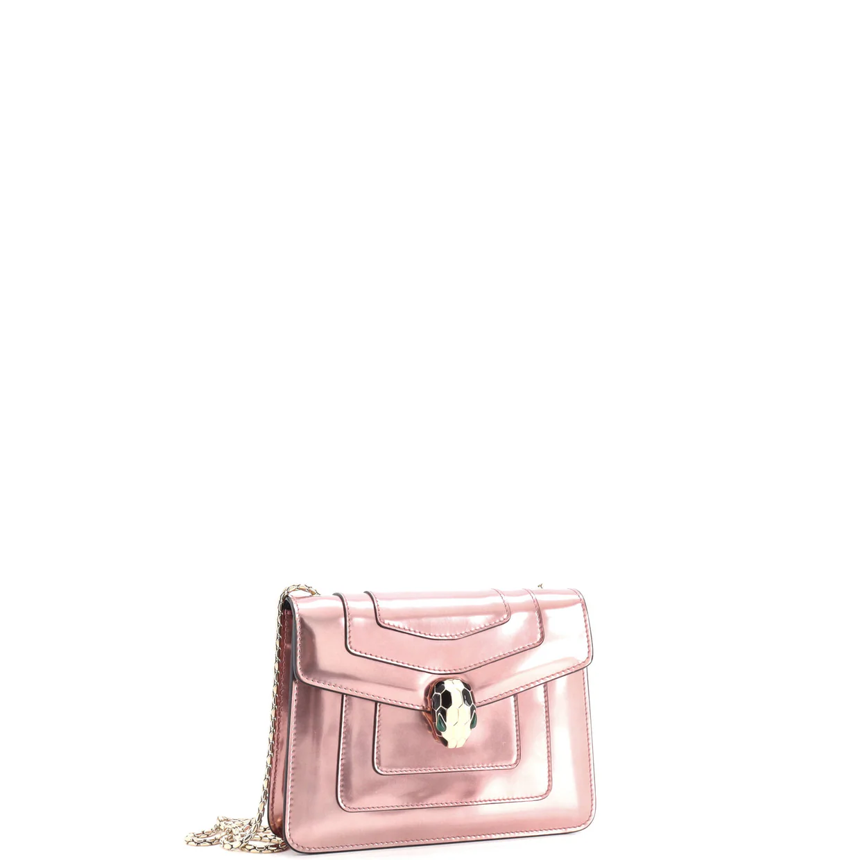 Serpenti Forever Square Shoulder Bag Metallic Leather Small - Deep Luxury