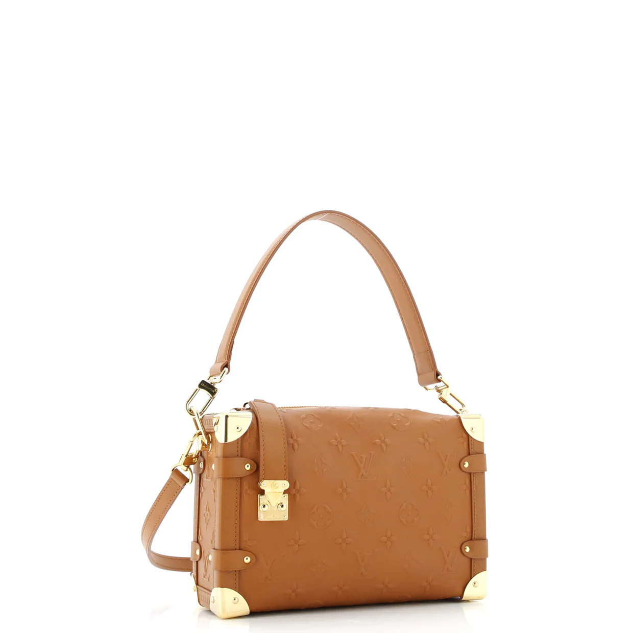 Side Trunk Handbag Debossed Monogram Leather MM - Deep Luxury