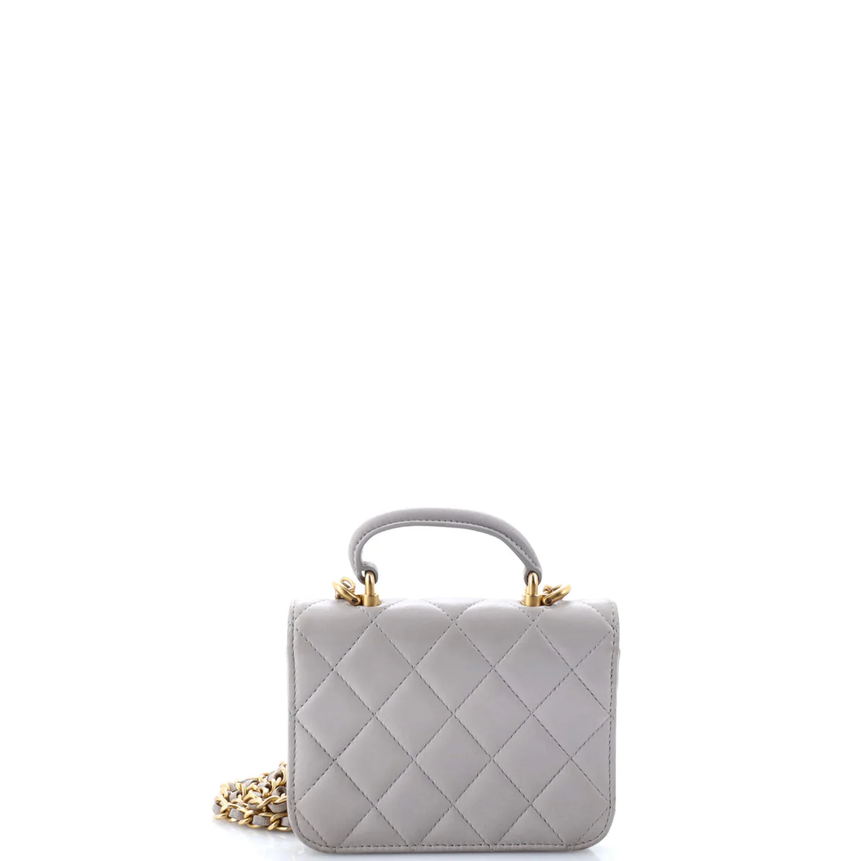 Top Handle Flap Coin Purse with Chain Quilted Lambskin - Deep Luxury