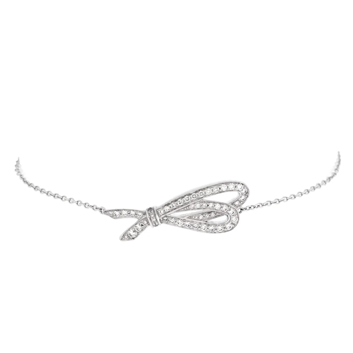 Bow Knot Chain Bracelet 18K White Gold with Diamonds Small - Deep Luxury