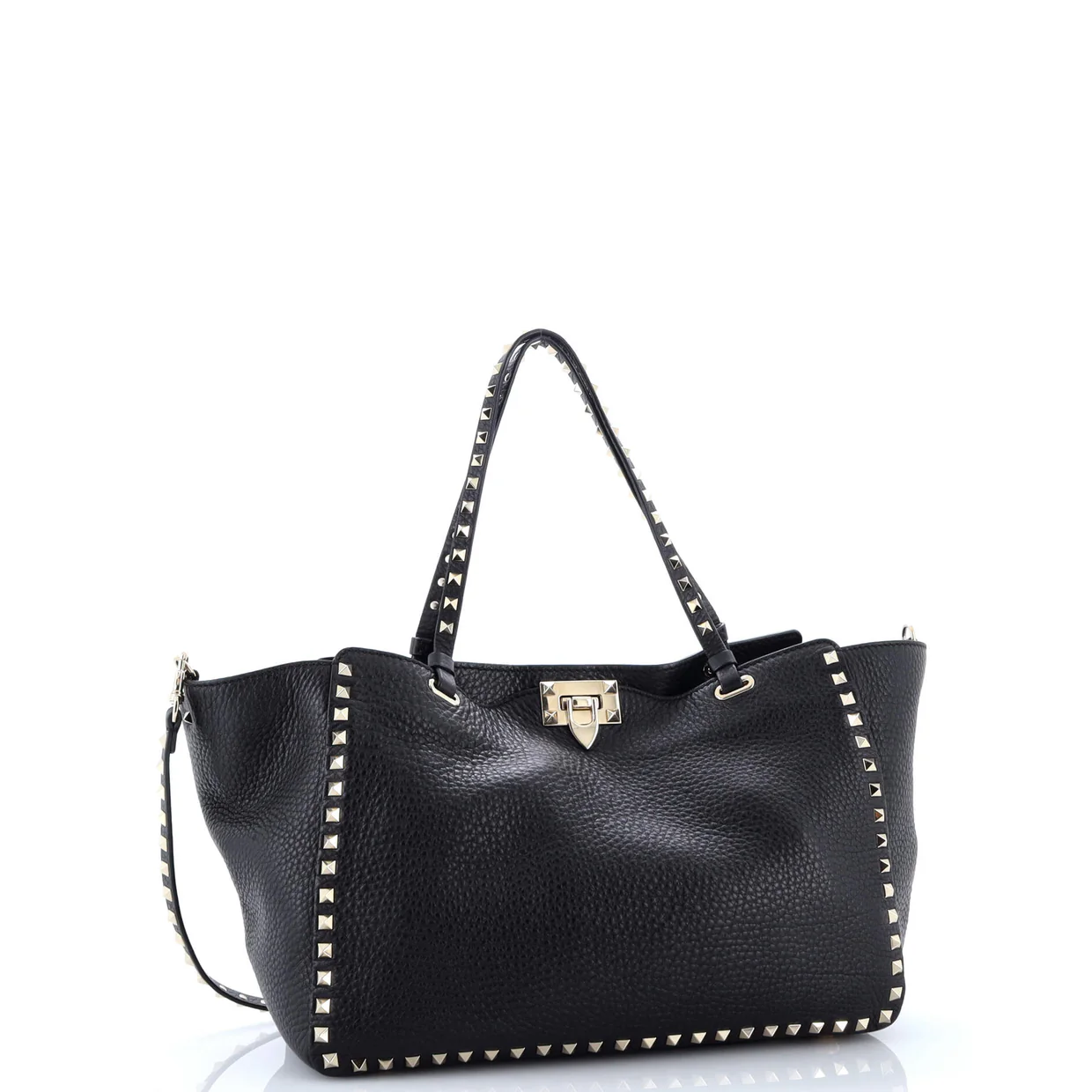 Rockstud Tote Pebbled Leather Medium - Deep Luxury