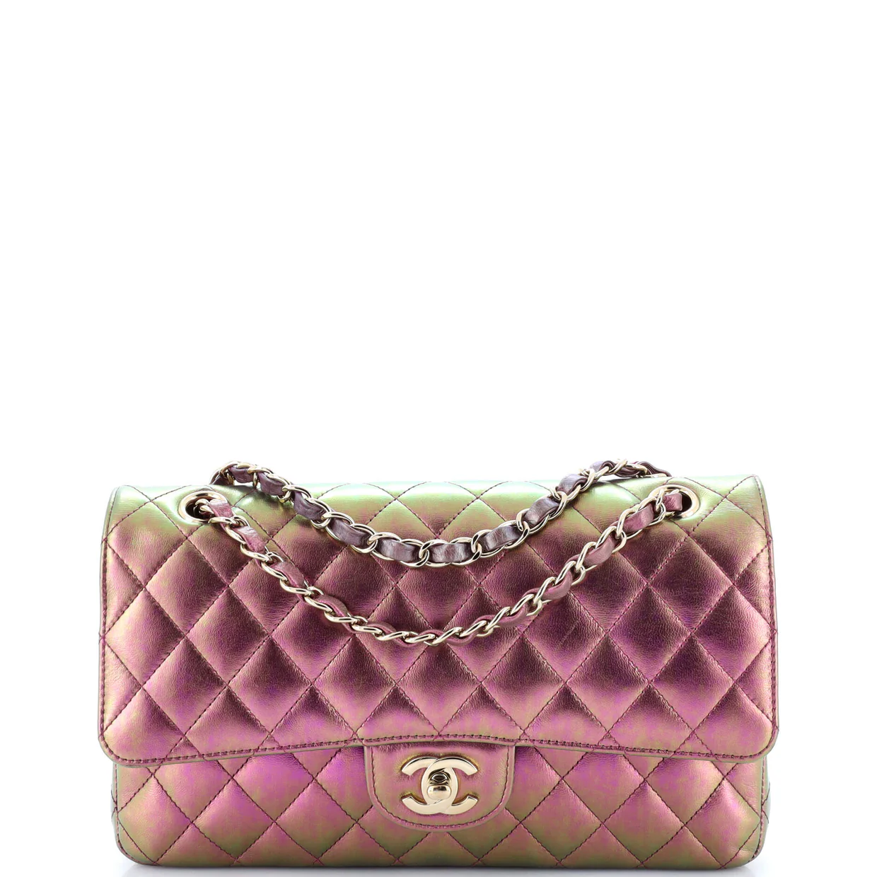 Classic Double Flap Bag Quilted Iridescent Lambskin Medium - Deep Luxury