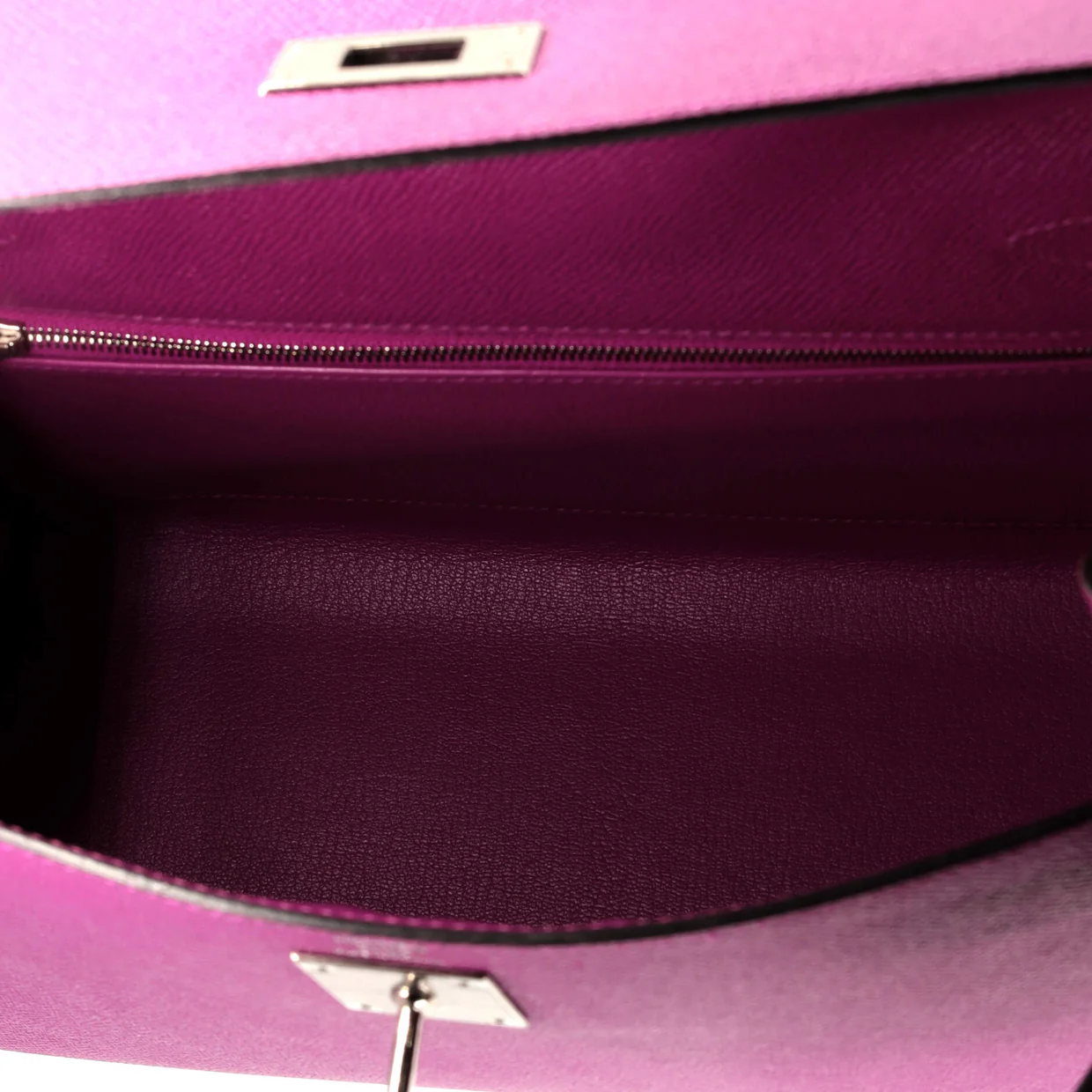 Kelly Handbag Rose Pourpre Epsom with Palladium Hardware 28 - Deep Luxury