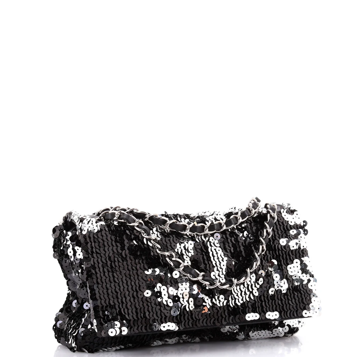 Summer Night Flap Bag Sequins with Leather Medium - Deep Luxury