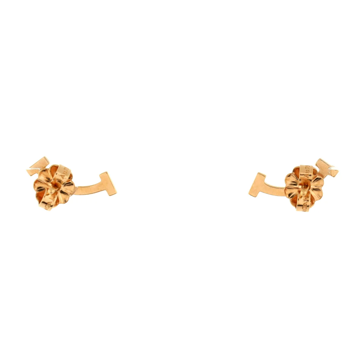 T Smile Stud Earrings 18K Rose Gold - Deep Luxury