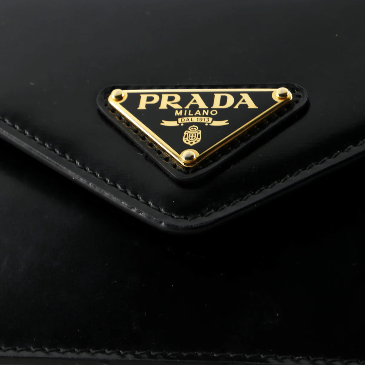 Triangle Logo Plaque Envelope Chain Shoulder Bag Saffiano Leather - Deep Luxury