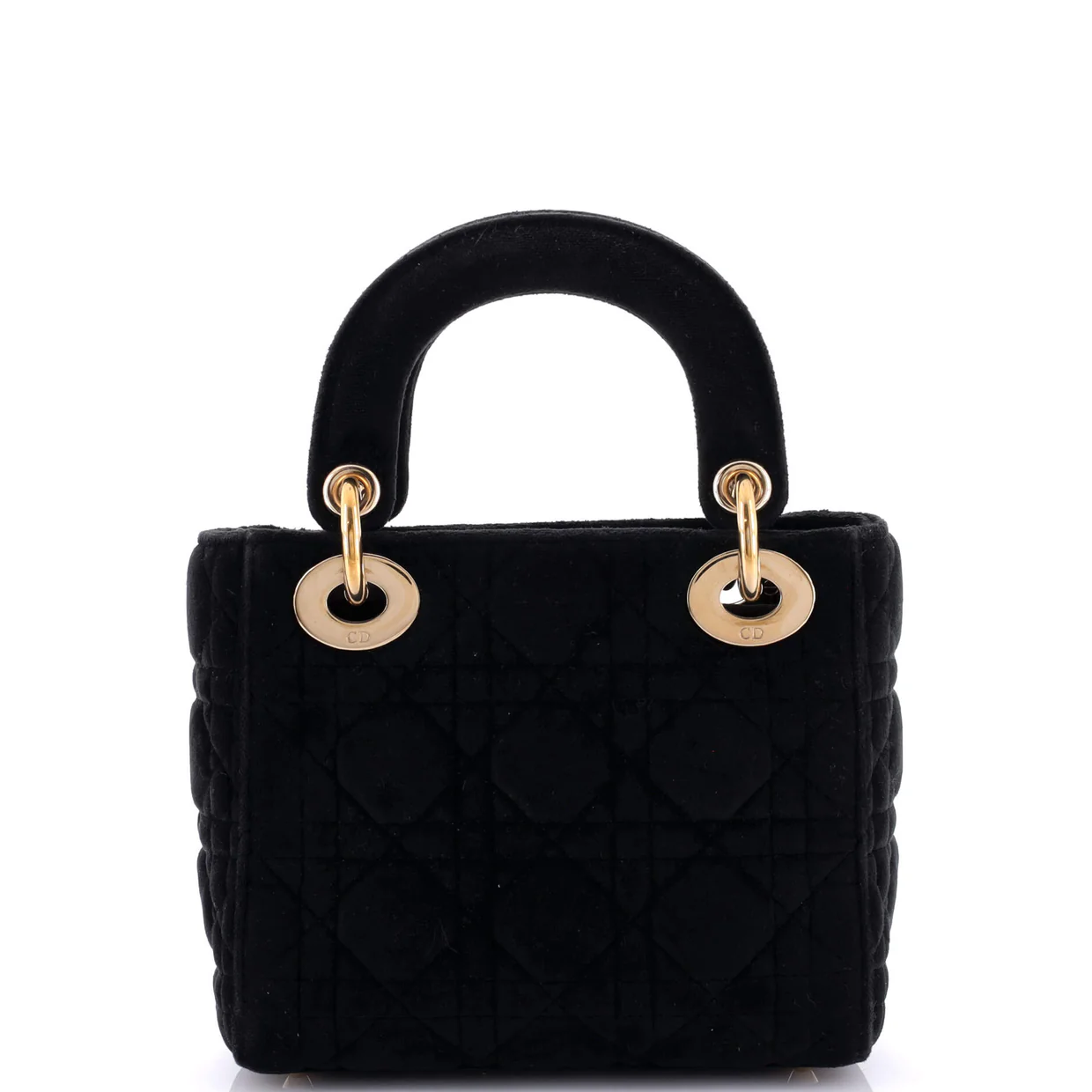 Lady Dior Chain Bag Cannage Quilt Velvet with Crystal Charms Mini - Deep Luxury