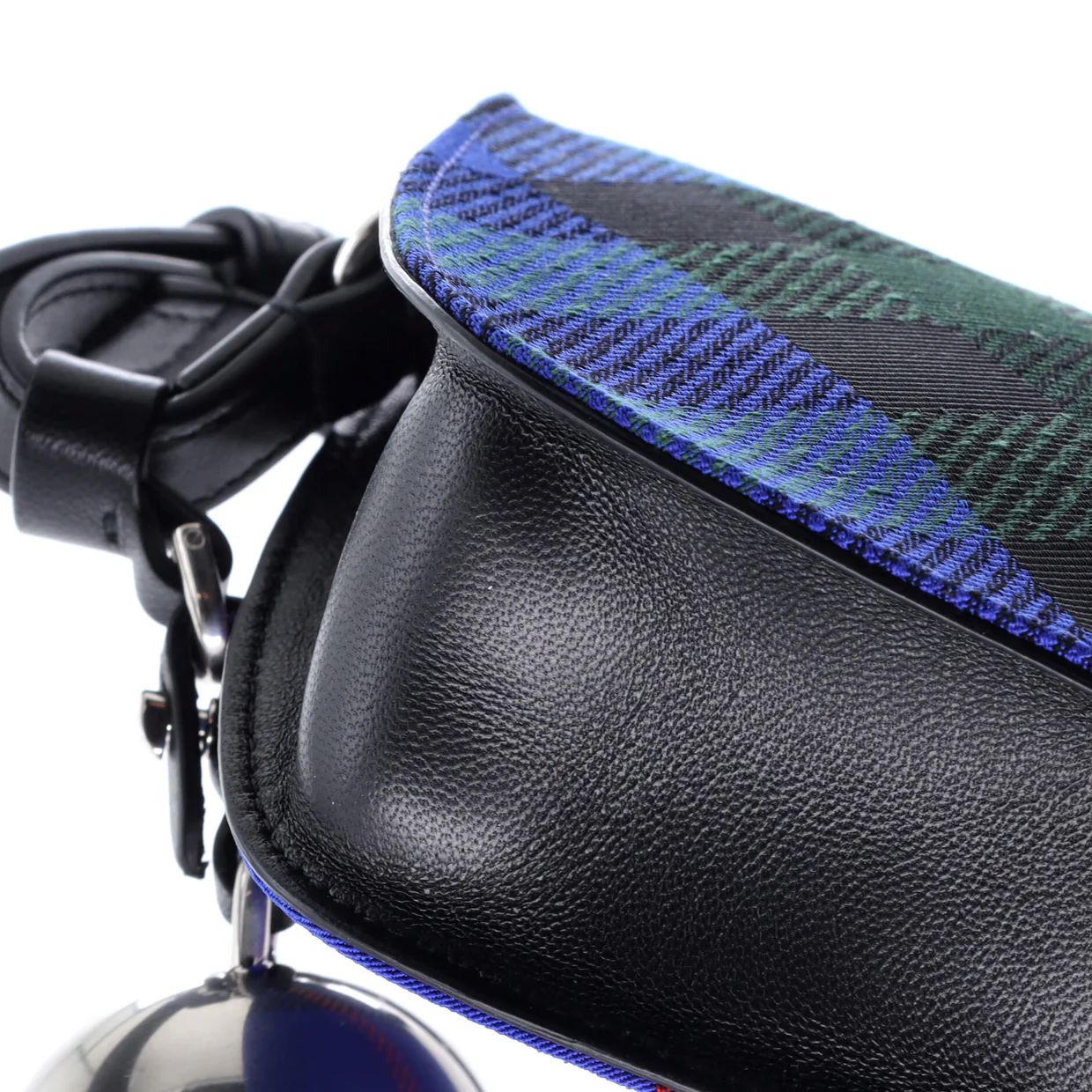 Shield Sling Shoulder Bag Check Canvas and Leather Mini - Deep Luxury