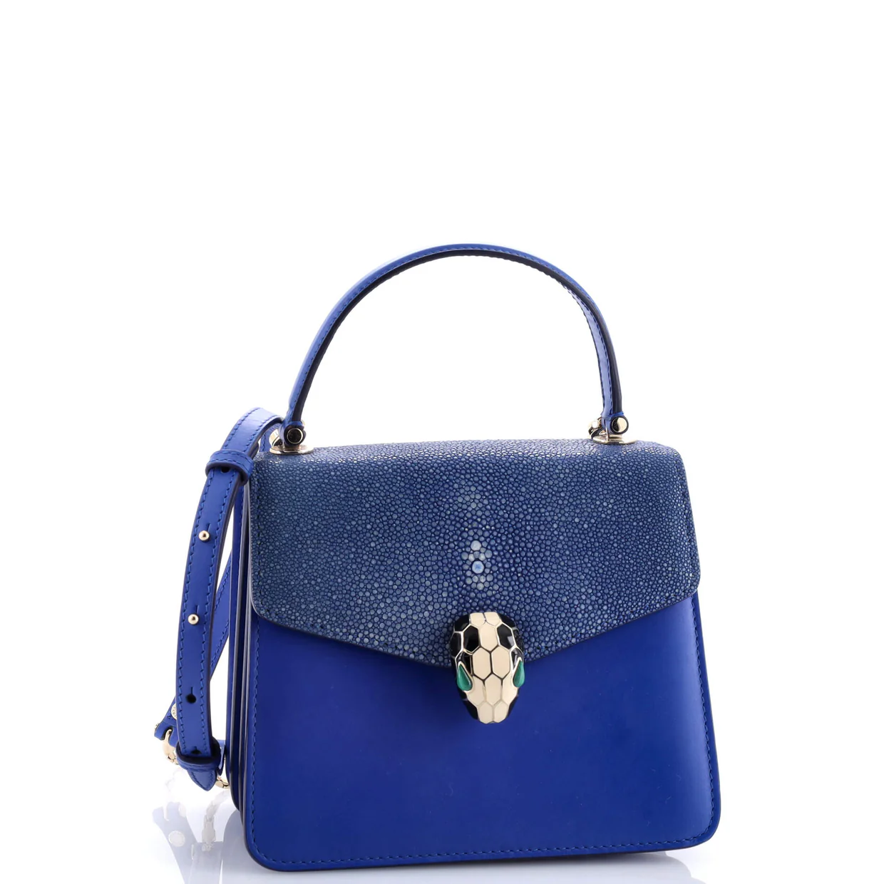 Serpenti Forever Top Handle Bag Leather and Stingray Small - Deep Luxury