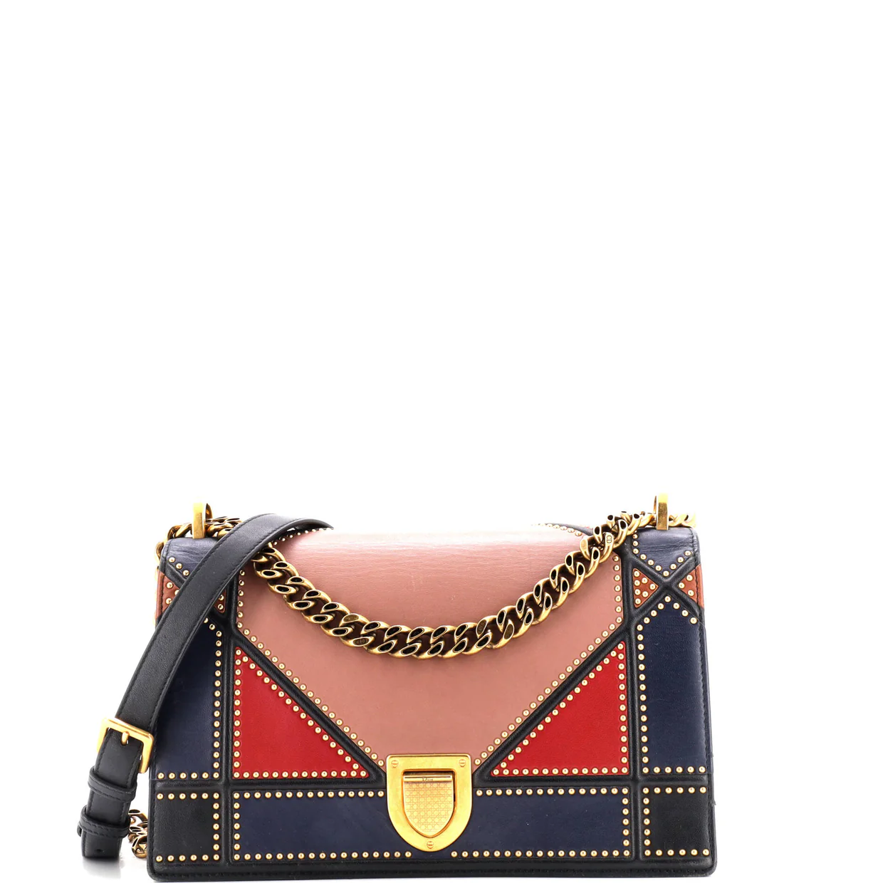 Diorama Flap Bag Studded Leather Medium - Deep Luxury