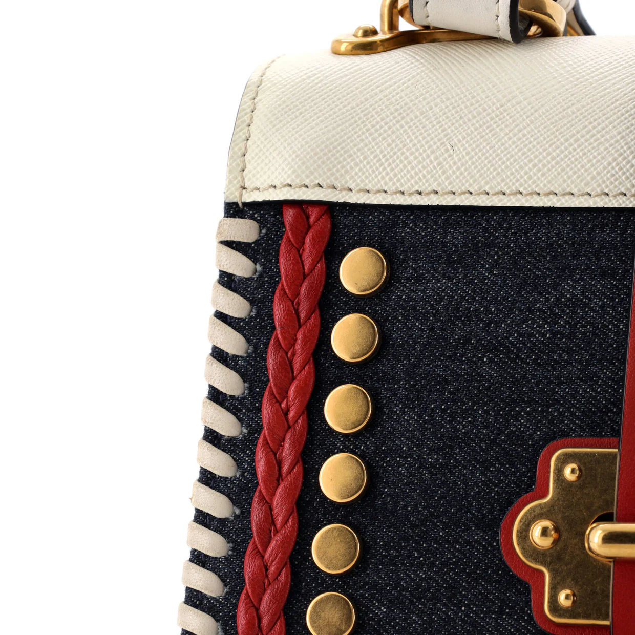 Cahier Crossbody Bag Embellished Denim and Leather Small - Deep Luxury