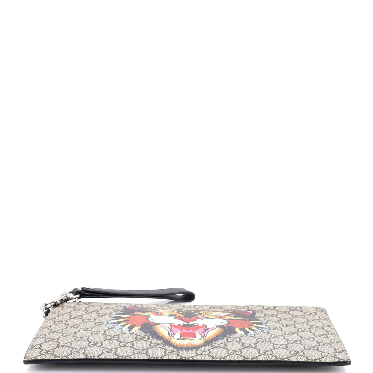 Zipped Pouch Angry Cat GG Coated Canvas Large - Deep Luxury