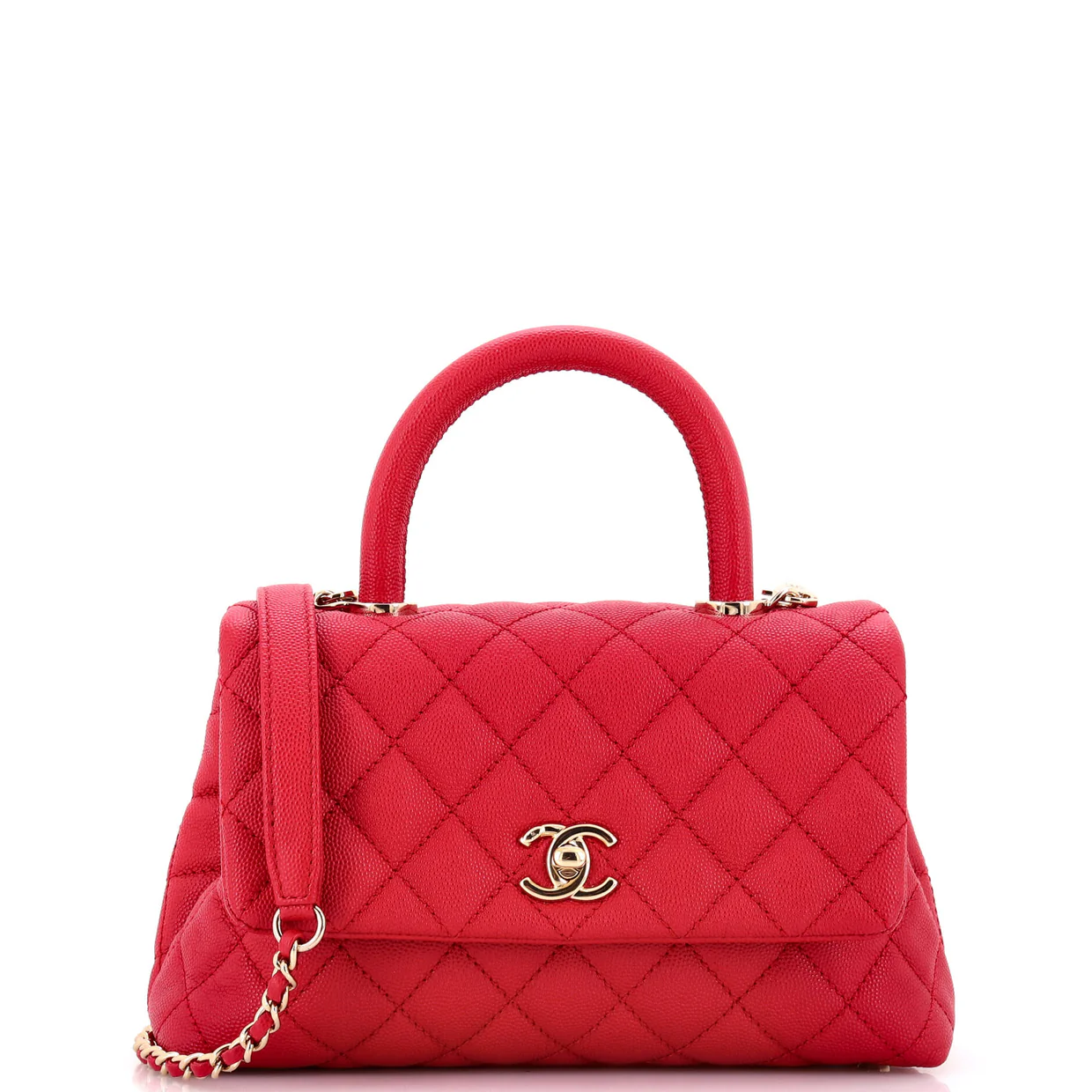Coco Top Handle Bag Quilted Caviar Mini - Deep Luxury