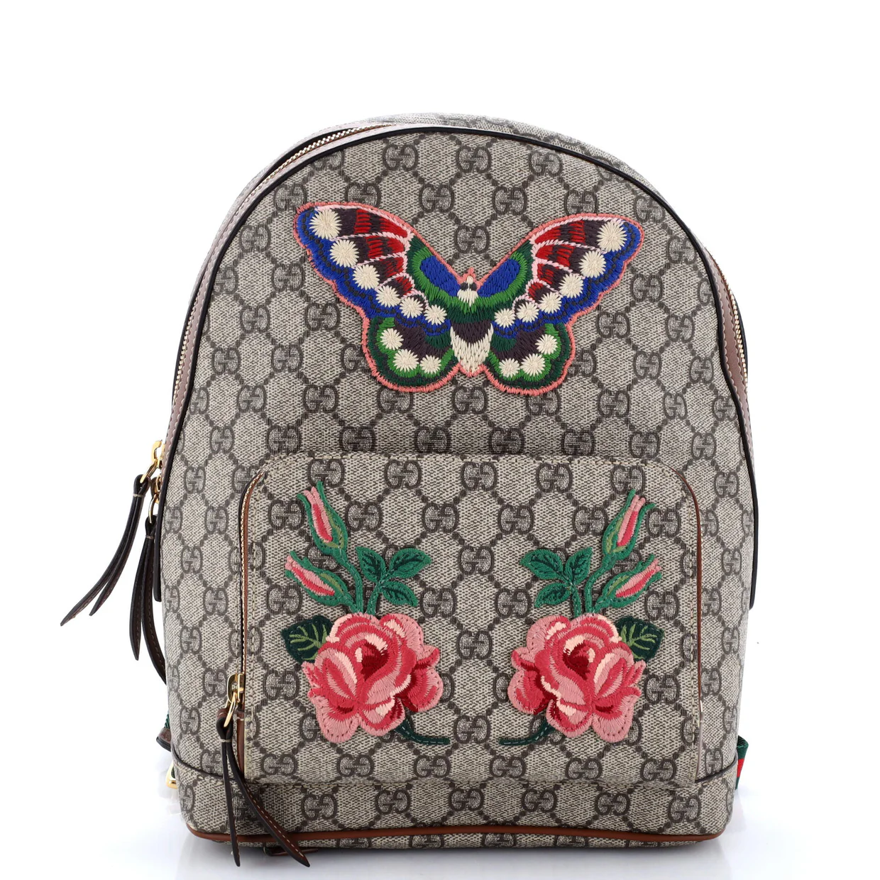 Zip Pocket Backpack Embroidered GG Coated Canvas Small - Deep Luxury