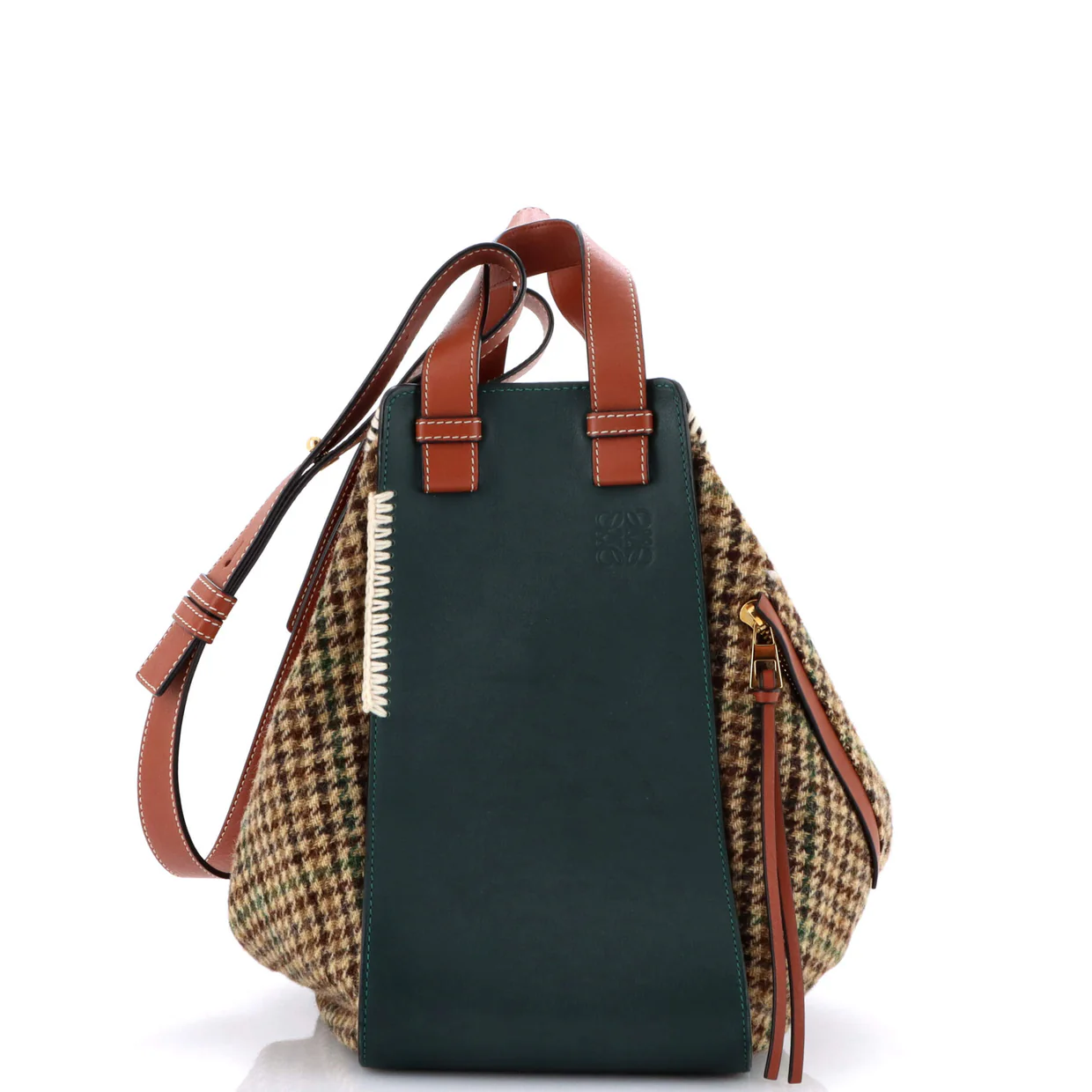 Hammock Bag Leather and Tweed Small - Deep Luxury