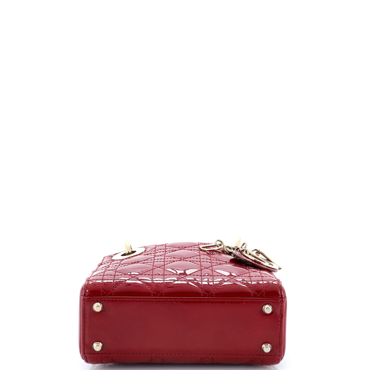 Lady Dior Chain Bag Cannage Quilt Patent Mini - Deep Luxury