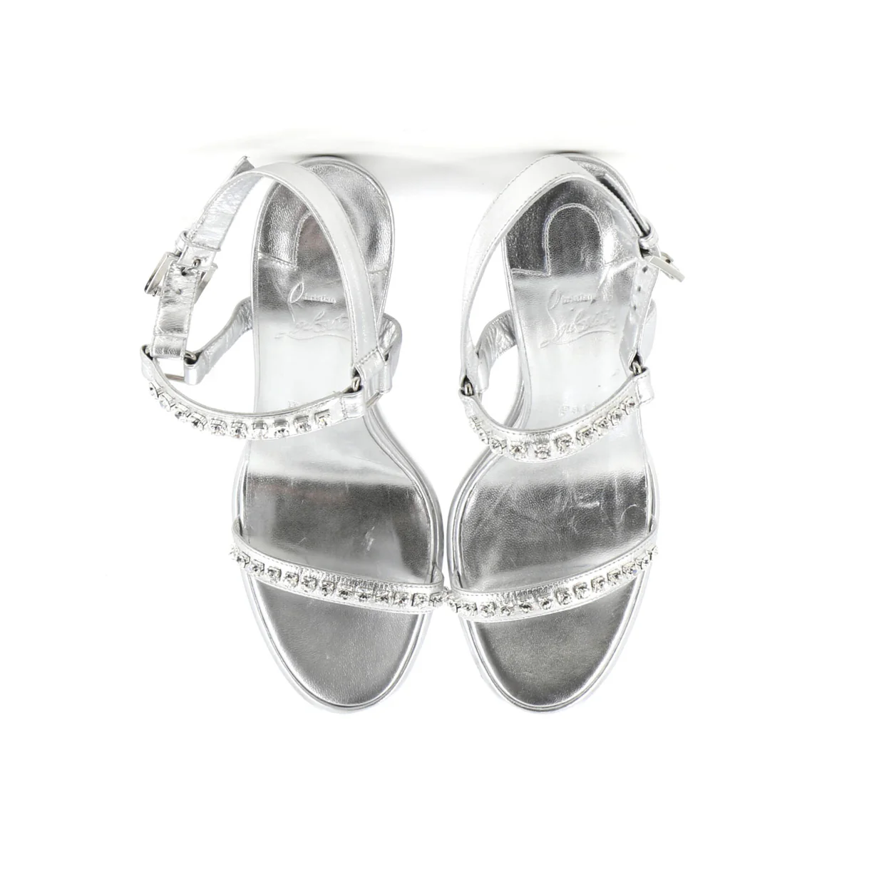Women's Pyrastrass Wedge Sandals Leather with Crystal Embellished Details 110 - Deep Luxury