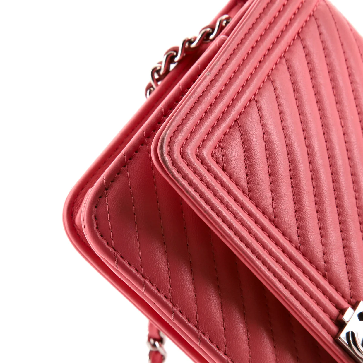 Boy Wallet on Chain Chevron Calfskin - Deep Luxury