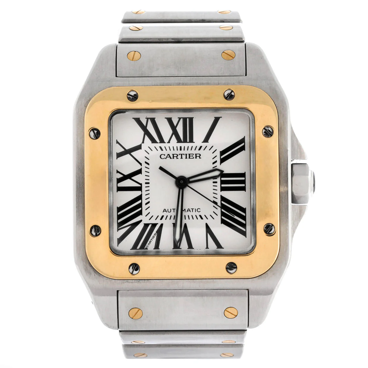 Santos 100 Automatic Watch Stainless Steel and Yellow Gold 40 - Deep Luxury