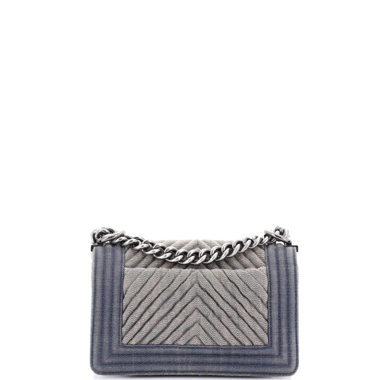 Boy Flap Bag Chevron Denim Small - Deep Luxury