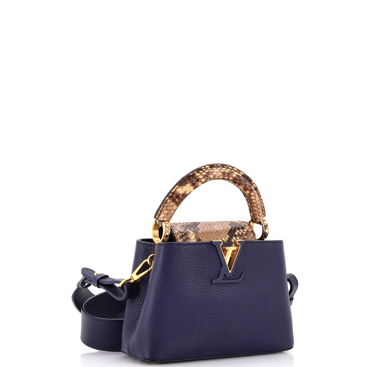 Capucines Bag Leather with Snakeskin Mini - Deep Luxury