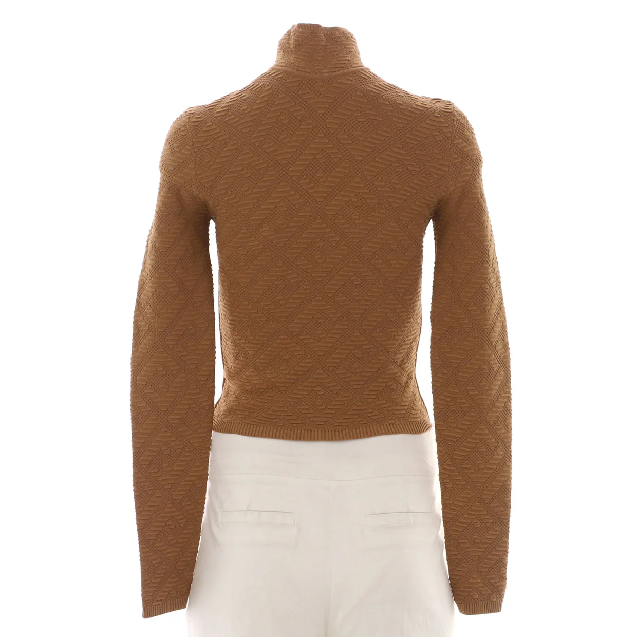 Women's High Neck Cropped Sweater Diagonal Zucca Viscose Blend - Deep Luxury
